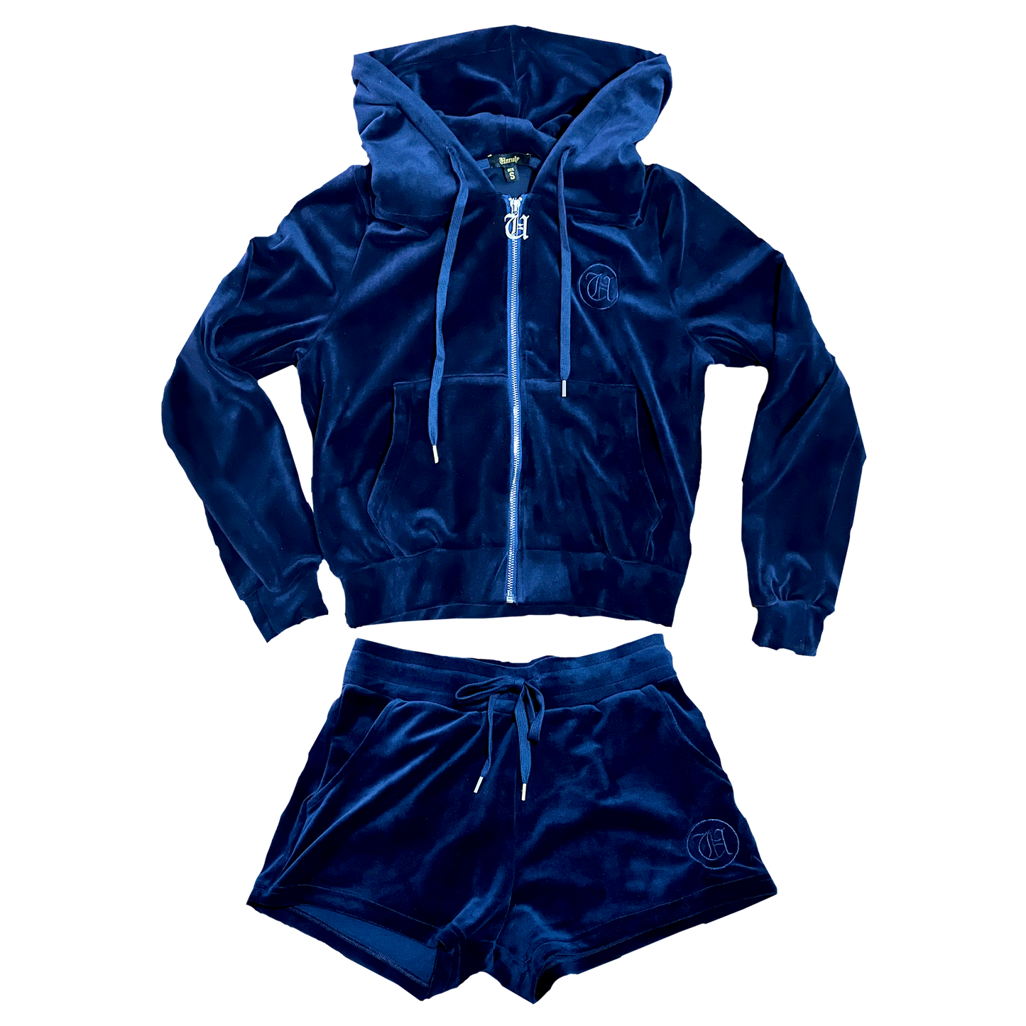 Unruly Women's Velvet Shorts - Navy Blue