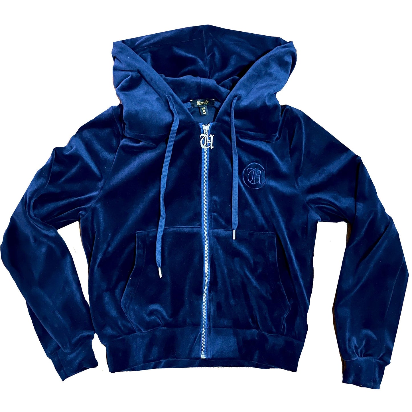 Unruly Women's Velvet Hoodie Suit - Navy Blue