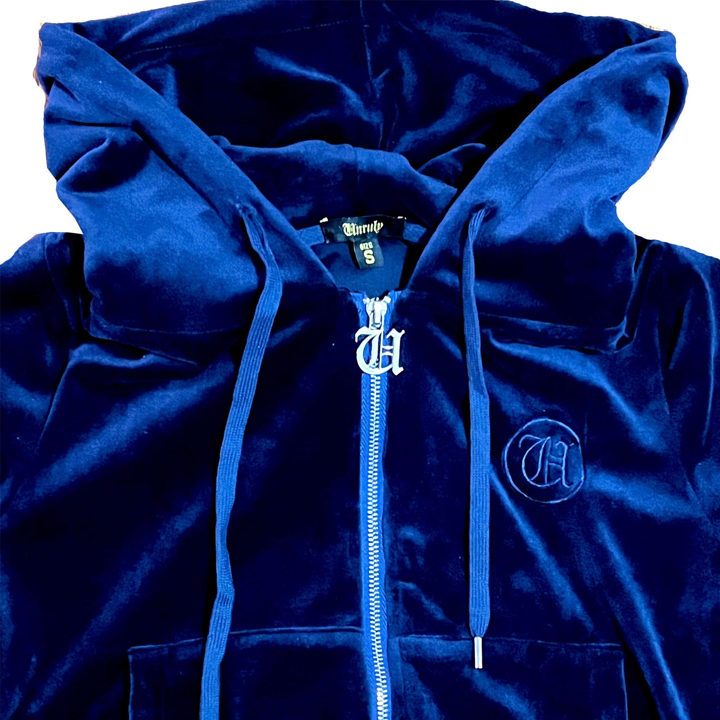 Unruly Women's Velvet Hoodie Suit - Navy Blue
