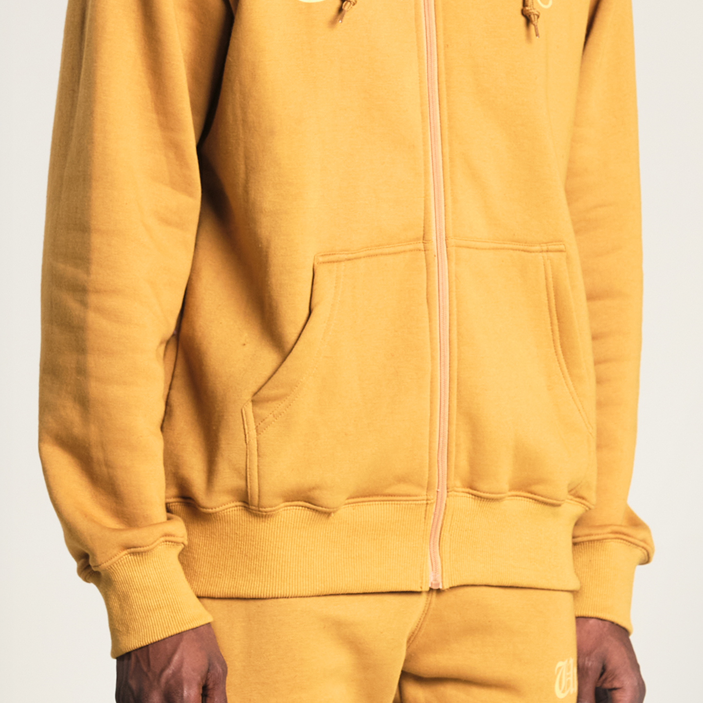 Unruly Zipper Hoodie Jogger Suit - Sand