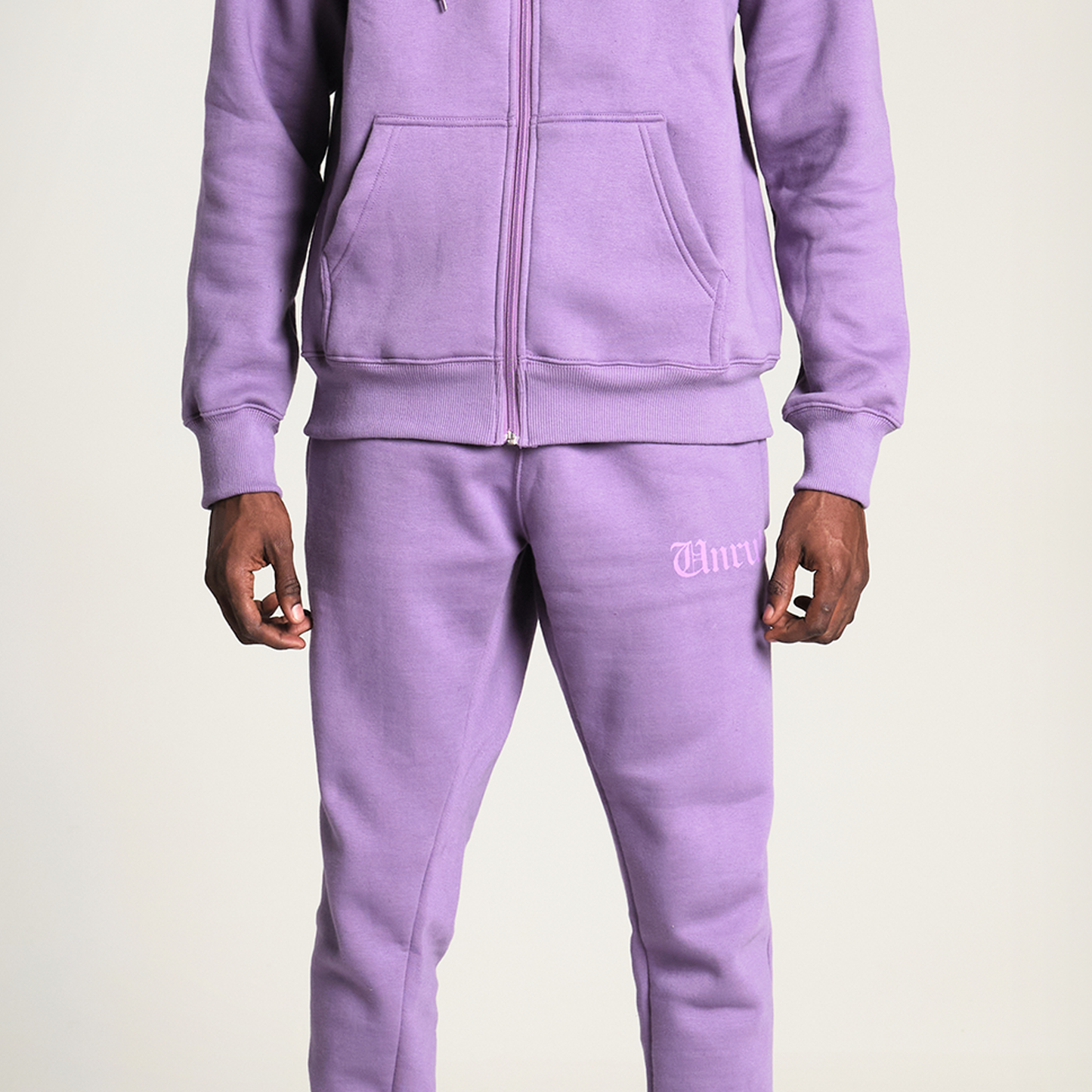 Unruly Zipper Hoodie Jogger Suit - Purple